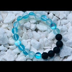 blue moon bead Black lava oil diffuser Bracelet